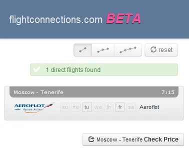 FlightConnections.com варианты рейсов