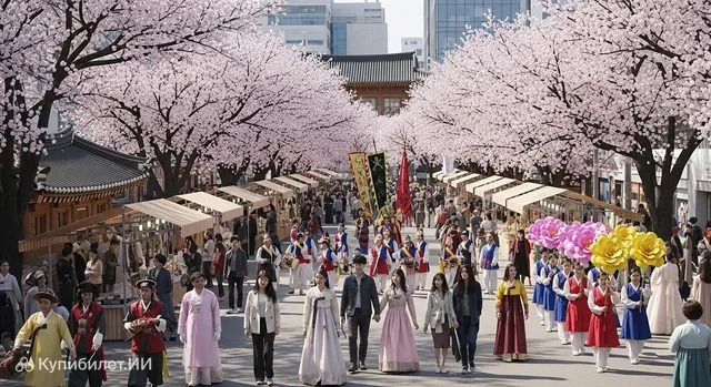 Фестиваль цветения вишни в Чинхэ (Jinhae Gunhangje)