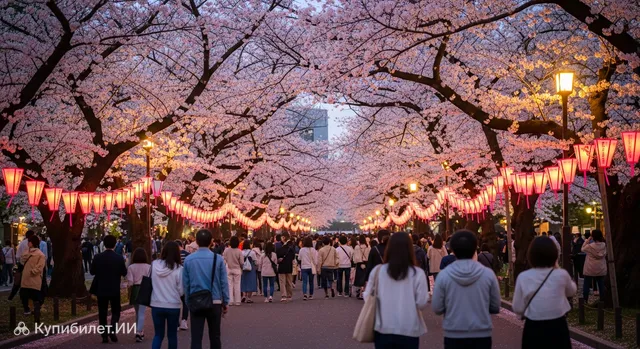 Фестиваль цветения сакуры в парке Уэно