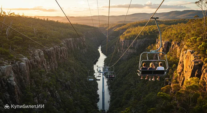 Смотровая канатная дорога в ущелье