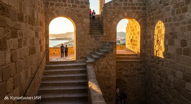 Лестница к замку Санта-Барбара