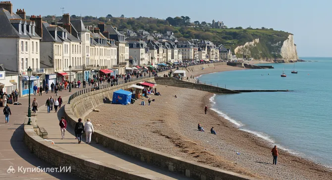 Приморская набережная и морская рыбалка в Дьепе