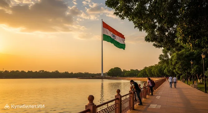 Государственный флаг на озере Телибандха