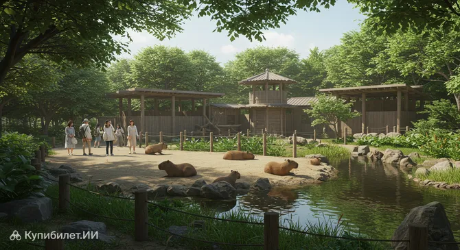 Лес животных в прибрежном парке Уминонакамичи