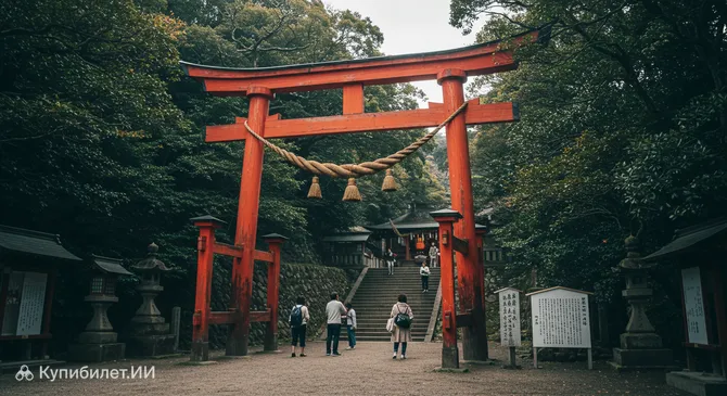 Одноногие ворота тории храма Санно