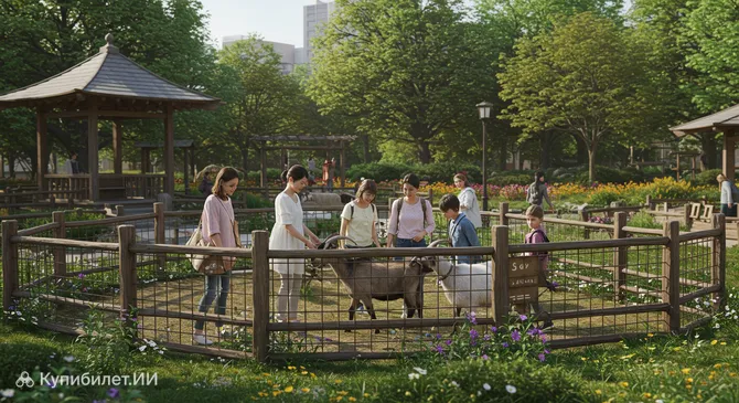 Контактный зоопарк в парке Асамидзо