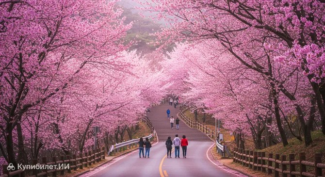Дорога сакур на перевале Анмин