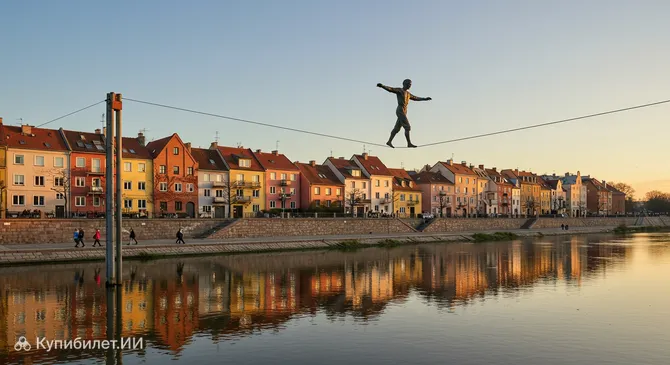 Человек, переходящий через реку
