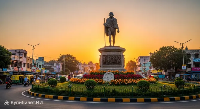 Круг у второй статуи Ганди