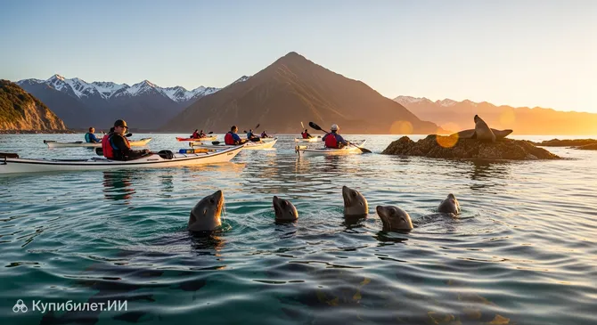 Каякинг с тюленями в Кайкоуре