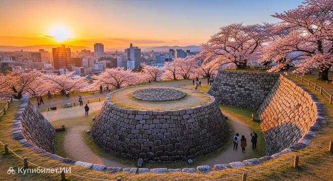 Остатки фундамента донжона замка Такамацу