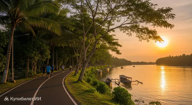 Беговая дорожка на набережной реки Каян