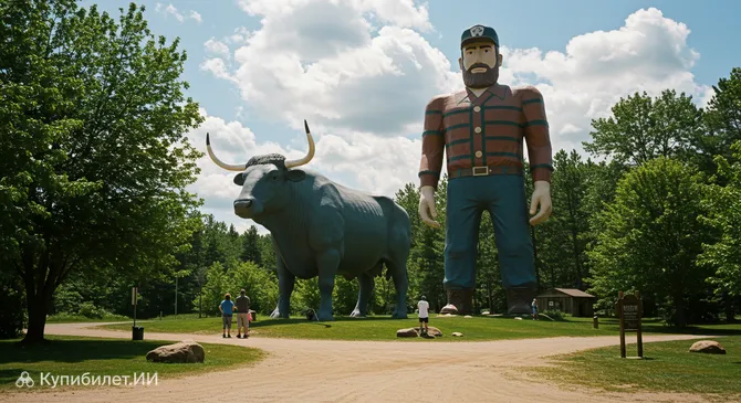 Статуи Пола Баньана и Быка Бэйба